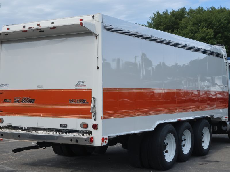 Commercial truck body repair after collision damage showing professional restoration work