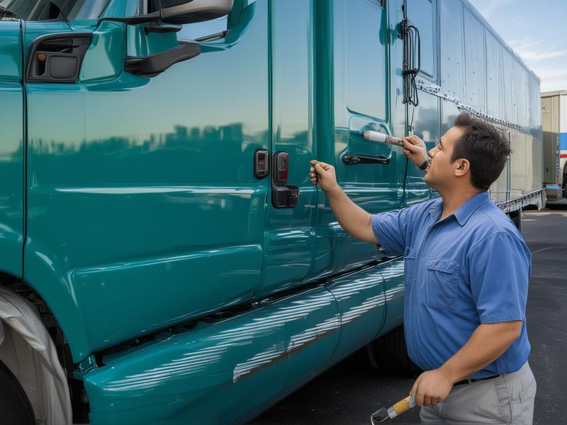 Professional truck body painting and refinishing service showing color matching expertise